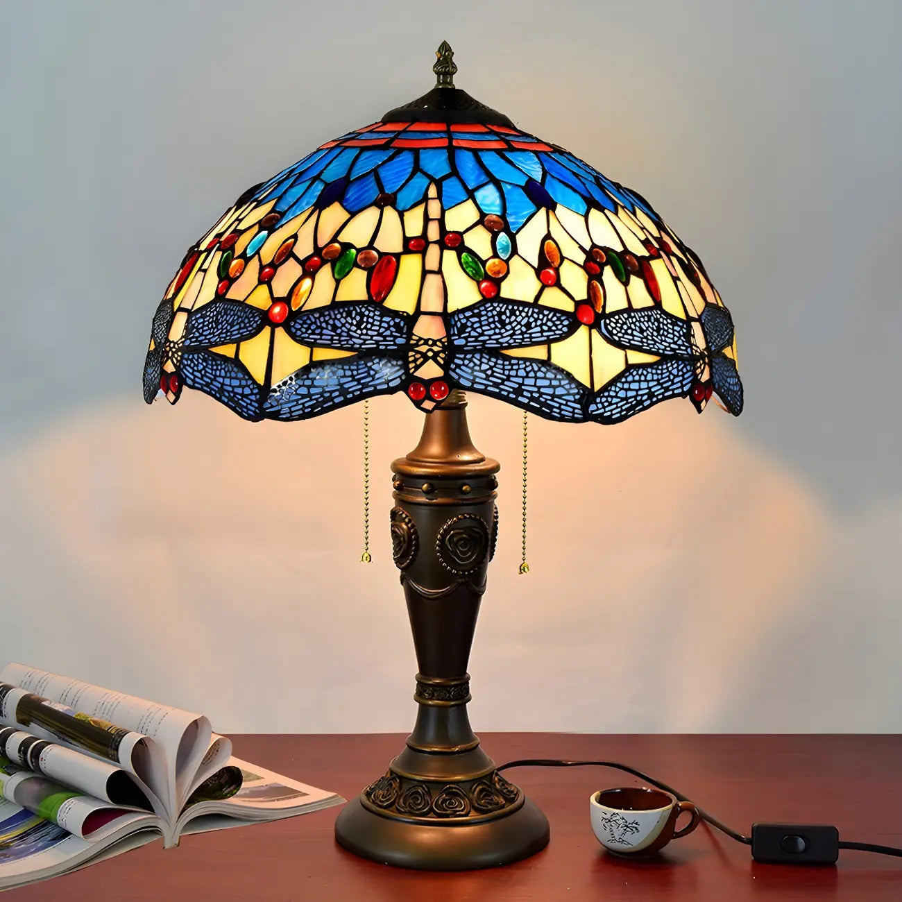 HomeyFad Lampe de table à 2 lumières dôme en verre inoxydable vintage