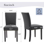 Lot de 2 chaises de salle à manger, chaises rembourrées pour salle à manger, chaises de cuisine en tissu avec pieds en bois cloutés et coussin rembourré, pour salon