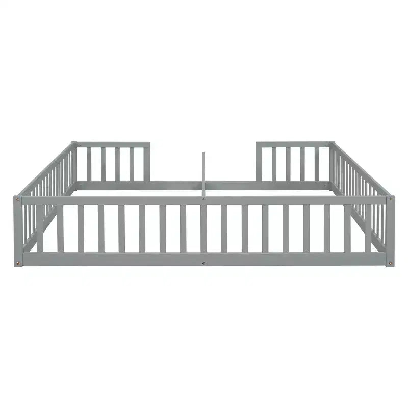 Lit double Bellemave avec barrières de sécurité, en pin et bois composite, naturel et gris, sûr, robuste, peu encombrant, assemblage facile pour enfants