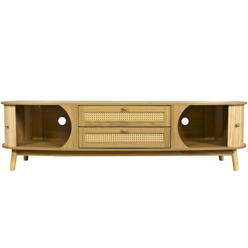 Meuble TV en rotin de style ferme moderne