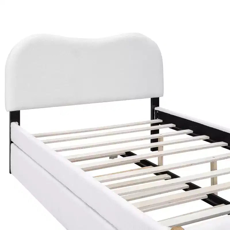 Cadre de lit plateforme rembourré pleine/double avec lit gigogne double – HABITRIO