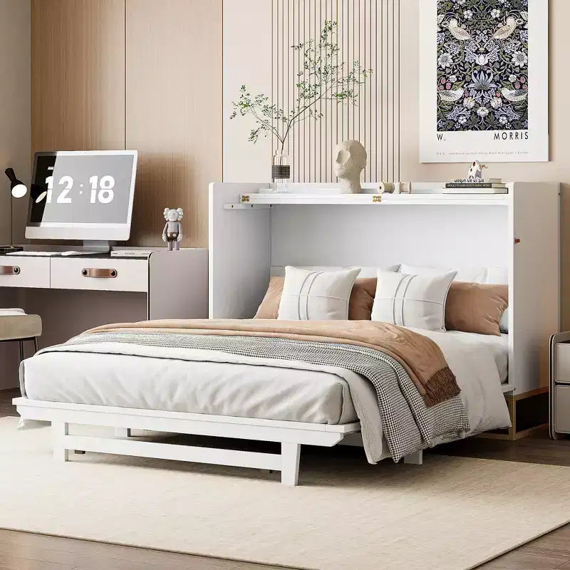 Lit escamotable Queen Size Whisen Modern Design, repliable en armoire avec pieds en fer