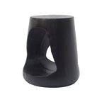 Table d'appoint évidée, texture aspect bois, coloris noir