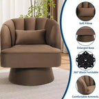 Fauteuil crapaud moderne, pivotant à 360°, avec dossier rayé incurvé et assise large et rembourrée, adapté aux salons, chambres à coucher.