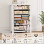 TROPOW Commode 5 tiroirs pour chambre à coucher, commode haute de 114,8 cm, tiroir vertical avec rangement autoportant, armoire de rangement en bois pour chambre à coucher