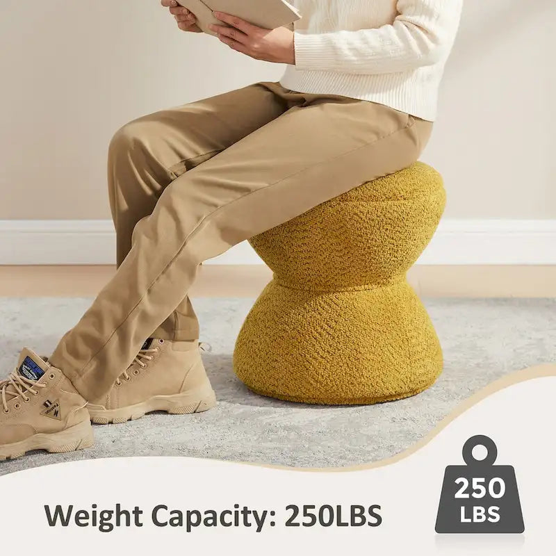 VANOMi Ottoman rembourré Boucle Djembe avec base pivotante, pouf, tabouret de coiffeuse pivotant pour salon, dressing (lot de 2)