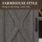Meuble TV de ferme pour foyer de 23 pouces, meuble de divertissement de 34 pouces de haut pour TV de 65 pouces et plus, console TV avec porte coulissante (sans foyer)