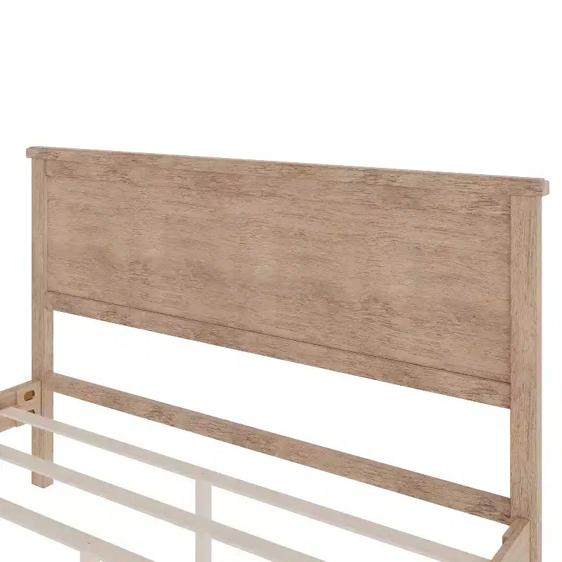 Cadre de lit plateforme pleine/grand lit/très grand lit avec tête de lit et support à lattes en bois, blanc/brun - ModernLuxe