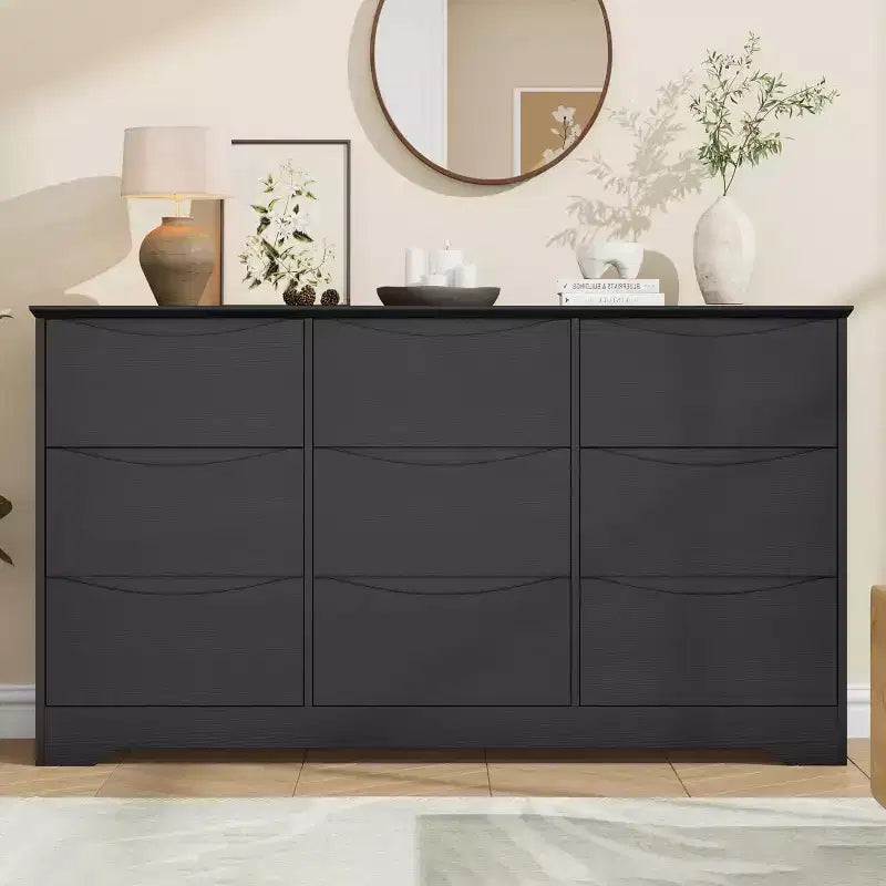 Commode en bois à 9 tiroirs, longue commode de rangement, commode moderne, pour chambre à coucher, salon