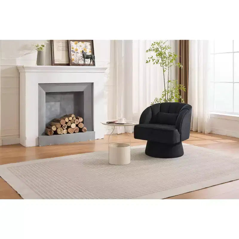 Fauteuil pivotant GustoWave avec accoudoirs, fauteuil rond en velours pivotant à 360° de style Mid-Century, fauteuil moderne pour salon