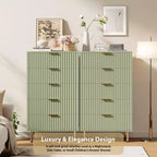 Commode moderne en bois de 122 cm de haut avec 5 tiroirs cannelés profonds et un large plateau pour chambre à coucher, salon, couloir, chambre d'enfant