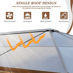 Tonnelle EROMMY à toit rigide, pergola extérieure avec double toit, moustiquaire et rideaux, auvent robuste pour patio, jardin, fête au bord de la piscine