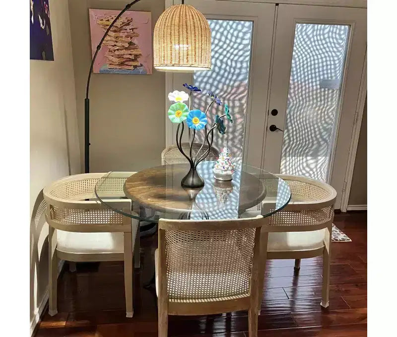 Christopher Knight Home Cinnabar Lot de 2 chaises de salle à manger en bois d'hévéa rembourrées avec dossier en cannage, hauteur d'assise 49,5 cm