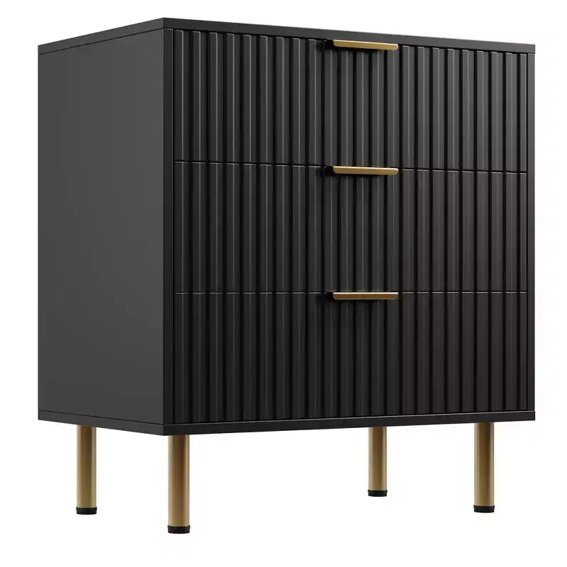 Commode à 3 tiroirs pour chambre à coucher, commode cannelée avec grands tiroirs et pieds dorés robustes, commodes et chiffonniers pour chambre à coucher, salon