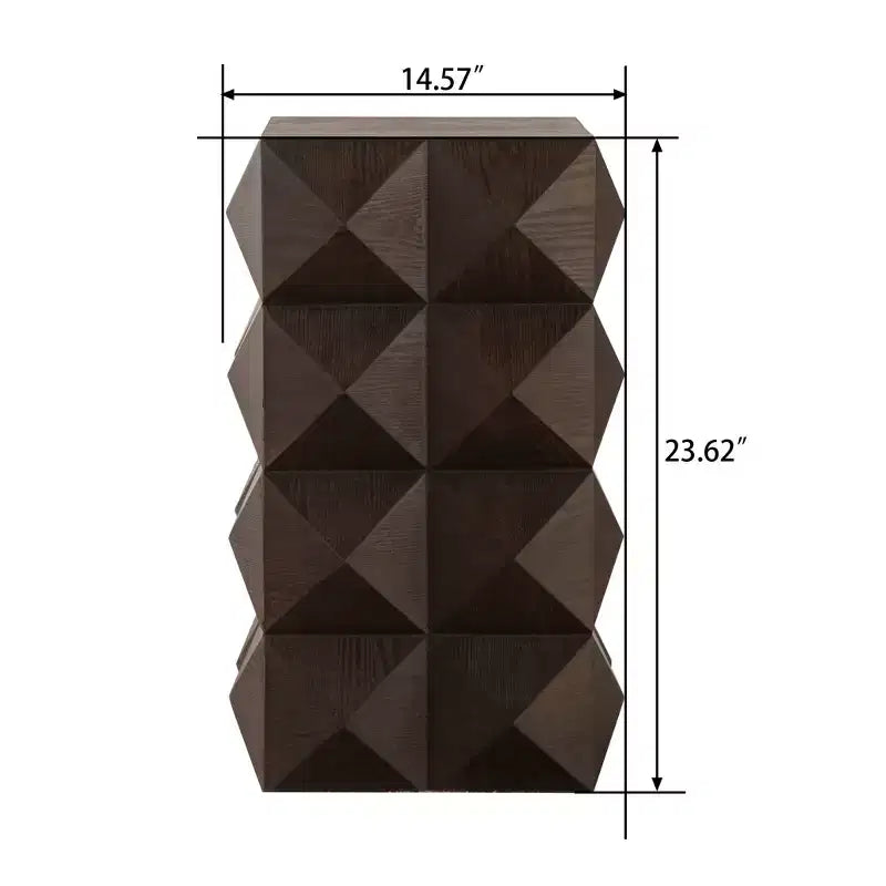 Table d'appoint de 12 W Table de chevet Table basse Table de chevet avec motif en relief tridimensionnel, Naturel/Noir/Marron-ModernLuxe