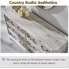 Commode à 6 tiroirs SinCiDo pour chambre à coucher, commode rustique en bois de style ferme, commode vintage de 54 po de largeur pour salon