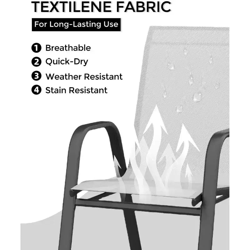 Lot de 4 chaises de terrasse GustoWave, chaises de salle à manger empilables d'extérieur toutes saisons, meubles de jardin respirants pour le jardin
