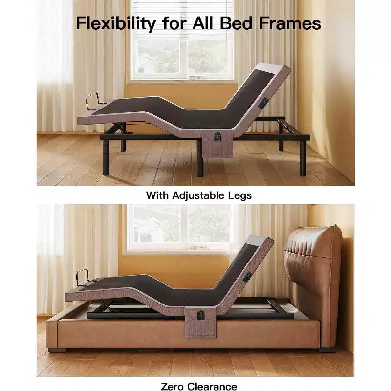 Cadre de lit réglable Queen Size avec massage, dégagement zéro et mode zéro gravité, lit électrique avec inclinaison tête et pieds, télécommande sans fil