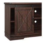 Meuble TV de style rustique pour téléviseurs jusqu'à 65 pouces, meuble de rangement avec portes coulissantes de grange, placards de rangement en bois et étagère réglable