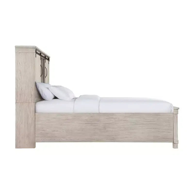 Lit de rangement Queen Jack - Blanc - Picket House Furnishings : Style Ferme avec armoires de tête et de pied de lit