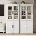 Grand garde-manger de cuisine en bois, armoire de rangement alimentaire autonome de style ferme avec 4 portes magnétiques, étagères réglables, grand rangement