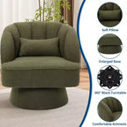 Fauteuil crapaud moderne, pivotant à 360°, avec dossier rayé incurvé et assise large et rembourrée, adapté aux salons, chambres à coucher.