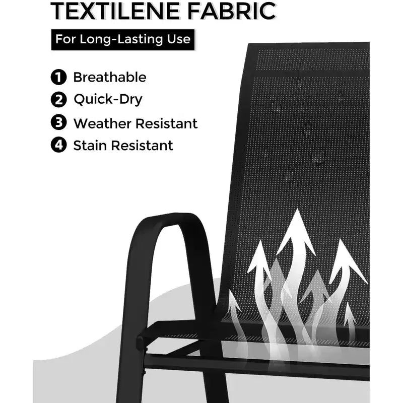 Lot de 4 chaises de terrasse GustoWave, chaises de salle à manger empilables d'extérieur toutes saisons, meubles de jardin respirants pour le jardin