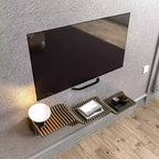 Meuble TV mural flottant HomeStock Parametric de 102 cm, étagère murale géométrique moderne en bois, décor couleur chêne naturel, étagère ondulée 3D pour salon et salle de jeux