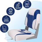 Lot de 2 sièges de bateau pliants à dossier bas – Coussin élastique épais 48x42 cm, sièges de bateau étanches pour Bass Tracker et bateaux de tourisme