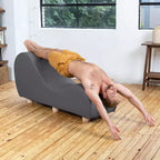 Fauteuil inclinable Avana pour l'étirement et la relaxation, pieds en bois d'hévéa, similicuir - Gris sous-marin