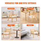 VEVOR Chaise en rotin de style moderne du milieu du siècle, fauteuil d'appoint rembourré en velours avec dossier en rotin, chaise de salon rétro pour salon, chambre à coucher, beige