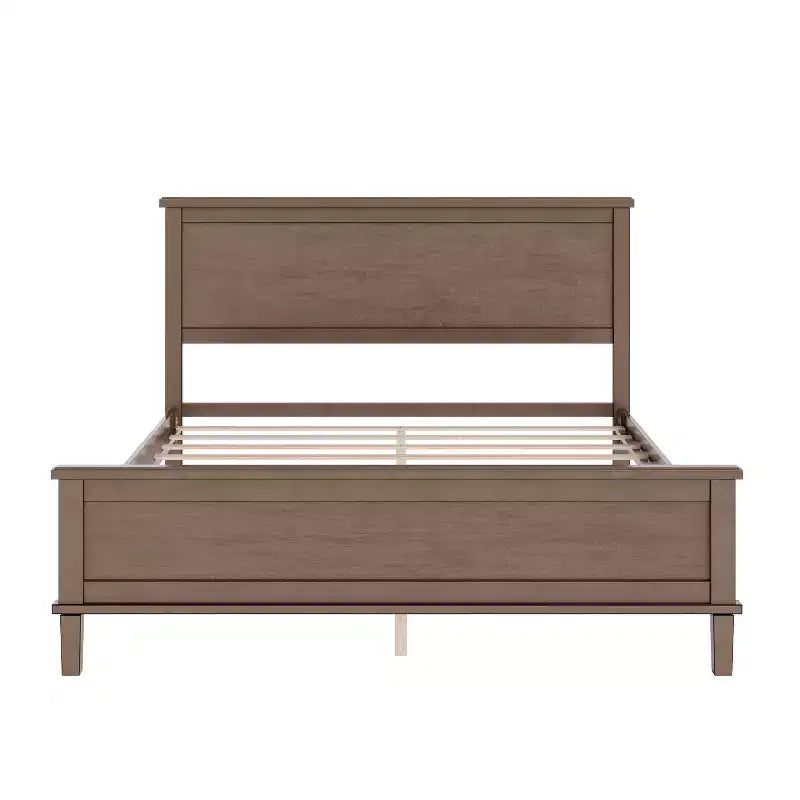 Cadre de lit plateforme pleine/grand lit/très grand lit avec tête de lit et support à lattes en bois, blanc/brun - ModernLuxe