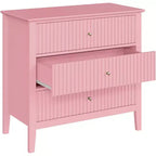 Heynemo Commode 3 Tiroirs, Table de Chevet en Bois Peint de 76 cm de Haut avec Rangement, Grande Commode Moderne avec Coulisses à Roulement à Billes