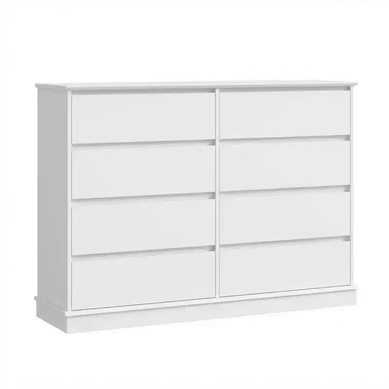 Commode à 8 tiroirs pour chambre à coucher, commode spacieuse avec rangement profond, commode double horizontale en bois avec grand plateau pour salon