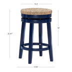 Tabouret de comptoir pivotant sans dossier Maya avec assise en jonc de mer