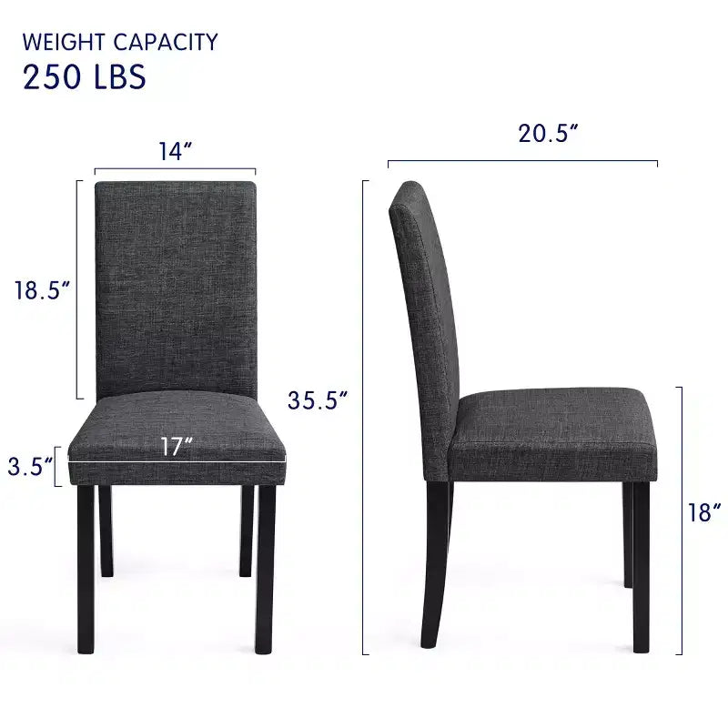 Subrtex Chaise de salle à manger Parsons rembourrée en bois massif et lin (Lot de 2)