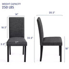 Subrtex Chaise de salle à manger Parsons rembourrée en bois massif et lin (Lot de 2)