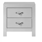 Passion Furniture Moreland Table de chevet blanche scintillante à 2 tiroirs de 61 cm de large