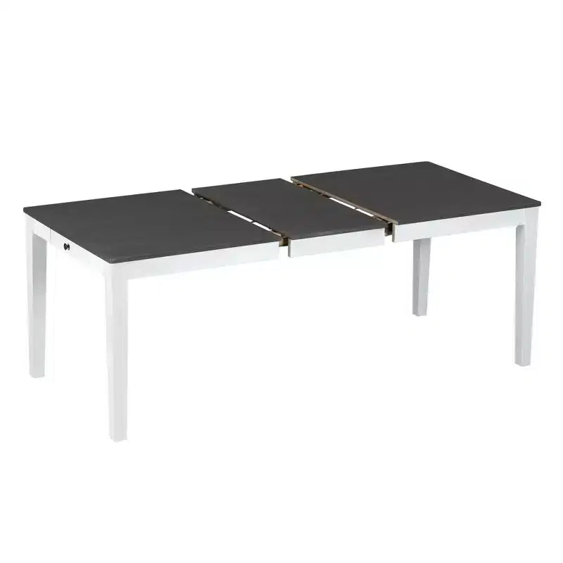 Ensemble de salle à manger rustique extensible pour 6 personnes, table à manger rectangulaire 7 pièces avec 6 chaises rembourrées, ensemble de table de cuisine avec 2 tiroirs