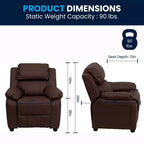Fauteuil inclinable contemporain Flash Furniture de luxe rembourré pour enfants avec accoudoirs de rangement