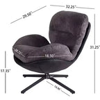 Fauteuil d'appoint Okak, Chaise de bureau pivotante moderne, Chaise moderne en chenille avec similicuir et piètement en métal, Fauteuil d'appoint pour petits espaces