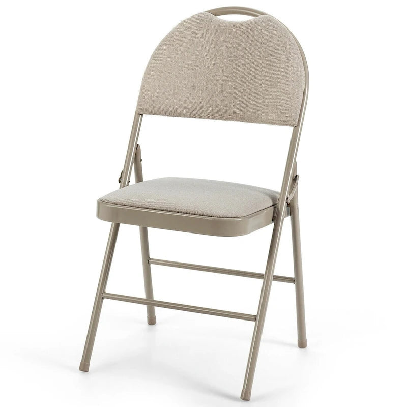 Lot de 6 chaises pliantes portables rembourrées pour bureau, cuisine, salle à manger – Beige – 47 x 51 x 89 cm (L x l x H)