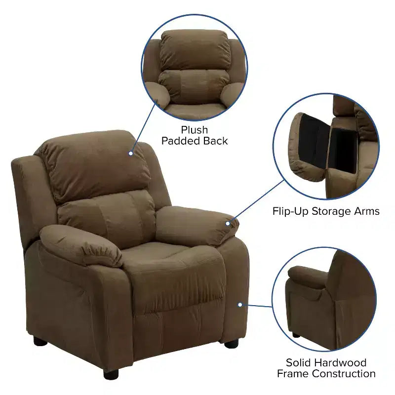 Fauteuil inclinable contemporain Flash Furniture de luxe rembourré pour enfants avec accoudoirs de rangement