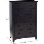 Commode Okak Modern à 5 tiroirs, en contreplaqué et placage de pin, mobilier de chambre pour salon, entrée, couloir