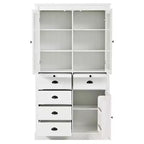 Armoire de cuisine autoportante Whisen 72"H, grands buffets de rangement, meuble de bar à café avec portes vitrées, tiroirs - Blanc