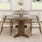 Grande table à manger rectangulaire de 180 cm pour 6 à 8 personnes, table de salle à manger rustique en bois massif avec pieds robustes et plateau solide pour salle à manger