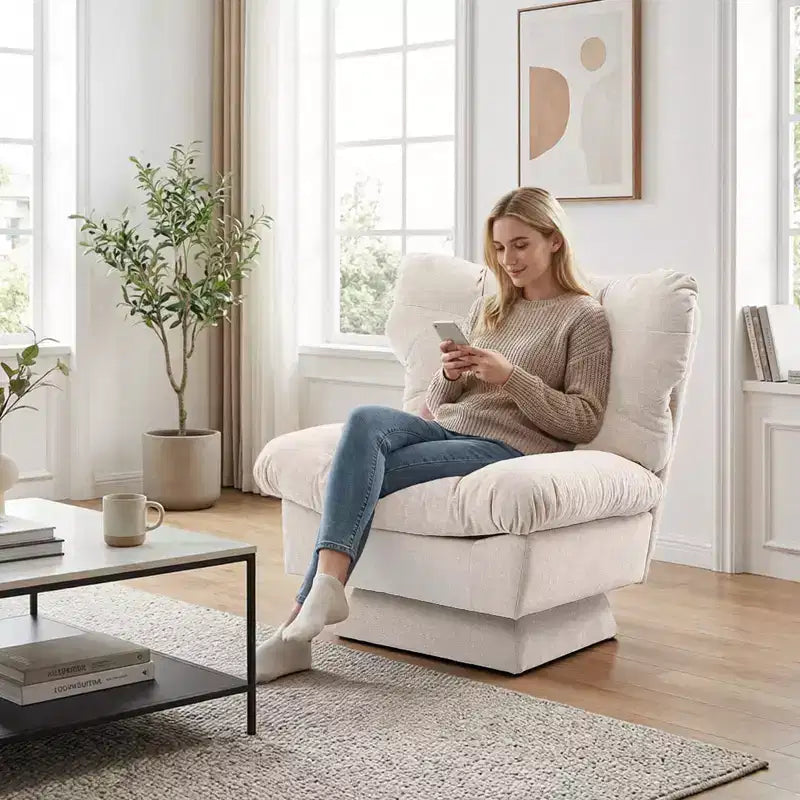 Fauteuil pivotant d'appoint moderne, fauteuil de salon 360°, coussin épais, rembourrage confortable, pour chambre, appartement, bureau