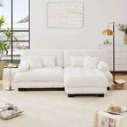 Canapé modulable MAYEERTY Cloud avec 2 places, 2 coussins lombaires, 2 coussins décoratifs, accoudoir large rembourré, pouf convertible pour salon, blanc