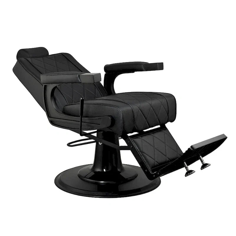 ROGERS Fauteuil de barbier inclinable robuste Fauteuil de coiffure, Noir