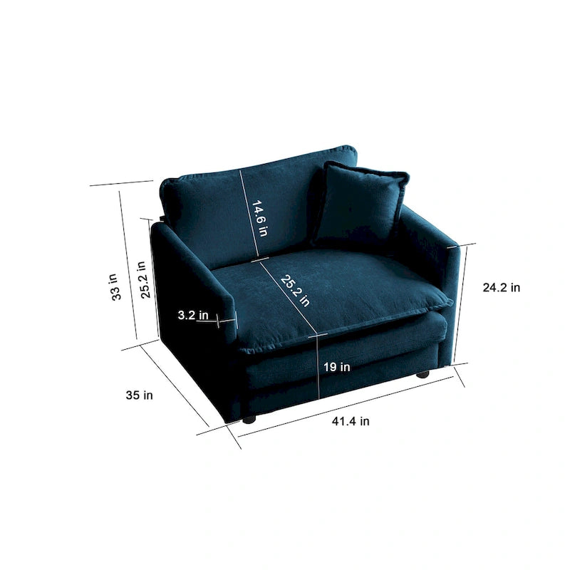 Ensemble de canapé 3 pièces en chenille avec coussins d'accoudoirs et coussins décoratifs, comprenant 2 fauteuils et un canapé 2 places